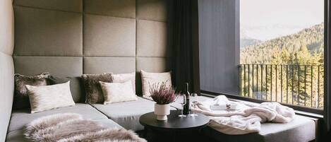 Desk, laptop workspace, blackout curtains, soundproofing