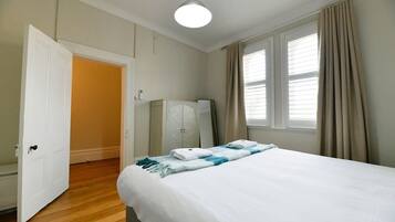 1 bedroom, desk, iron/ironing board, travel cot