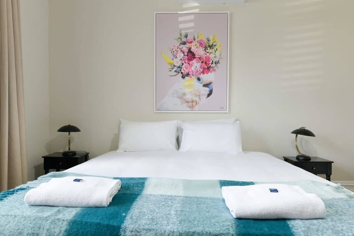 1 bedroom, desk, iron/ironing board, travel cot