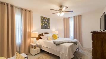 4 bedrooms, desk, iron/ironing board, travel crib