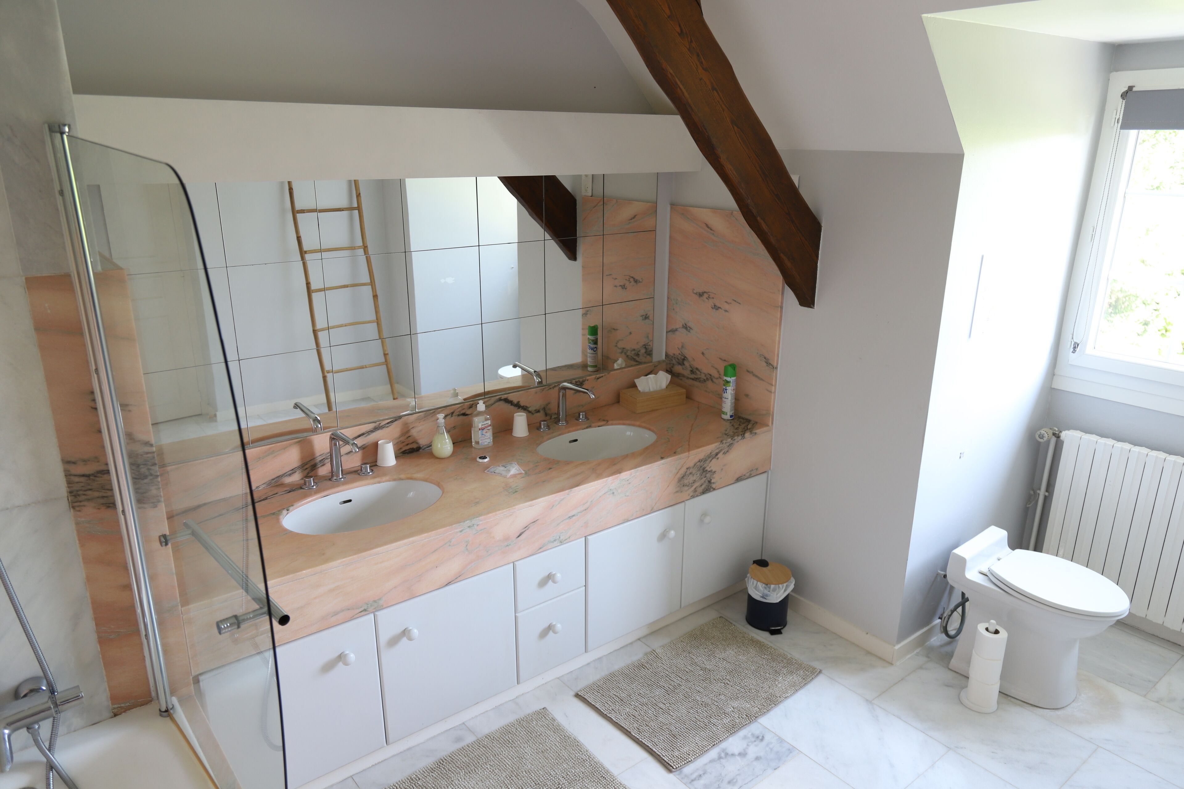Chambre Saultchevreuil | Salle de bain | Sèche-cheveux, savon, shampoing, papier toilette