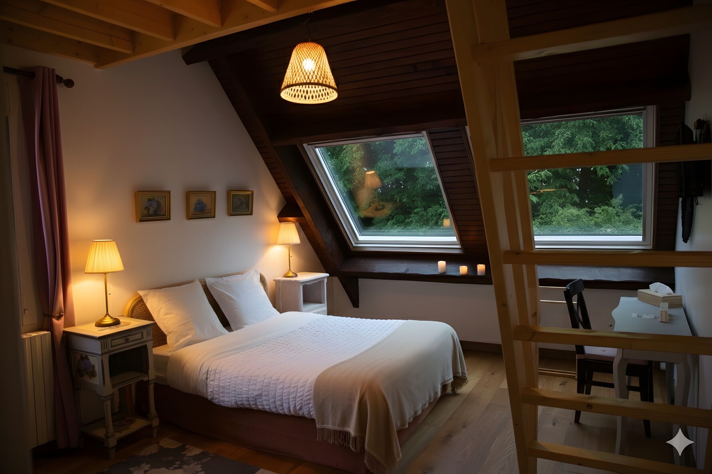 Hortensia Room | Premium bedding, individually decorated, individually furnished, desk