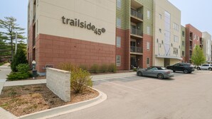 A multi-story building with the sign 'trailside 45'.