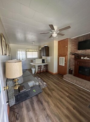 TV, fireplace