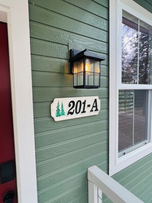 Exterior detail - The Swan at Elk Ridge Village cabin 201A with views of Flathead Lake. (Lakeside)