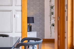 Enjoy meals in this stylish dining area with a dining table and comfortable chair.