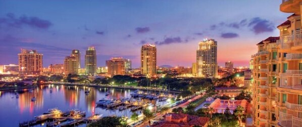 Overlooking a bustling marina, this city offers stunning views of the waterfront.