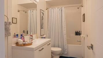 Rainfall showerhead, designer toiletries, towels