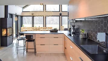 Fridge, dishwasher, coffee/tea maker