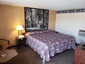 Standaard eenpersoonskamer, 1 queensize bed | Individueel gemeubileerd, een bureau, een laptopwerkplek