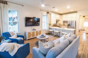 TV, DVD player, video library