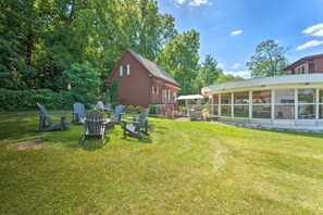 Terrace/patio - Renovated & Spacious Cabin w/ Patio & Grounds (Lake Geneva)