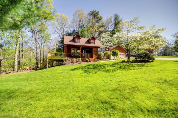 House (3 Bedrooms) | Front of property - Peaceful Candler Cabin w/ Private Hot Tub! (Candler)