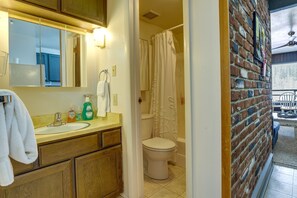 A bathroom with a sink, mirror, and toilet. - Brian Head Vacation Rental w/ On-site Ski Lift! (Brian Head)