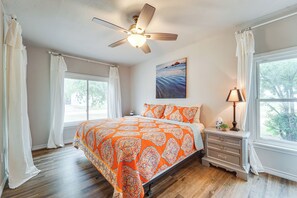 3 habitaciones, tabla de planchar con plancha y ropa de cama
