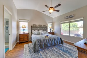 4 bedrooms, laptop workspace, iron/ironing board, free cribs/infant beds