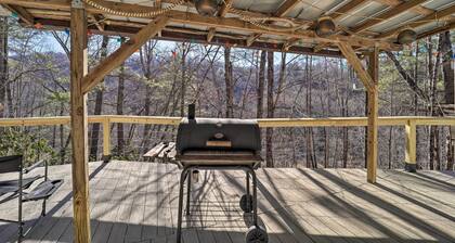 Deck + 2 Fire Pits: Riverfront Spruce Pine Rental!