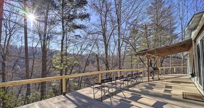 Deck + 2 Fire Pits: Riverfront Spruce Pine Rental!