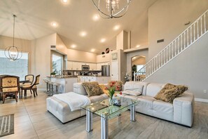 TV, fireplace - Phoenix Home: Heated Pool, Patio & Mountain Views! (Phoenix)