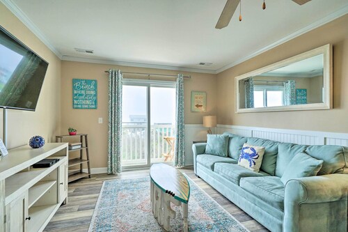 Ocean-view Oak Island Condo, 1 Block to Beach!