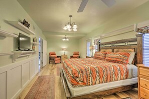4 bedrooms, iron/ironing board, bed sheets