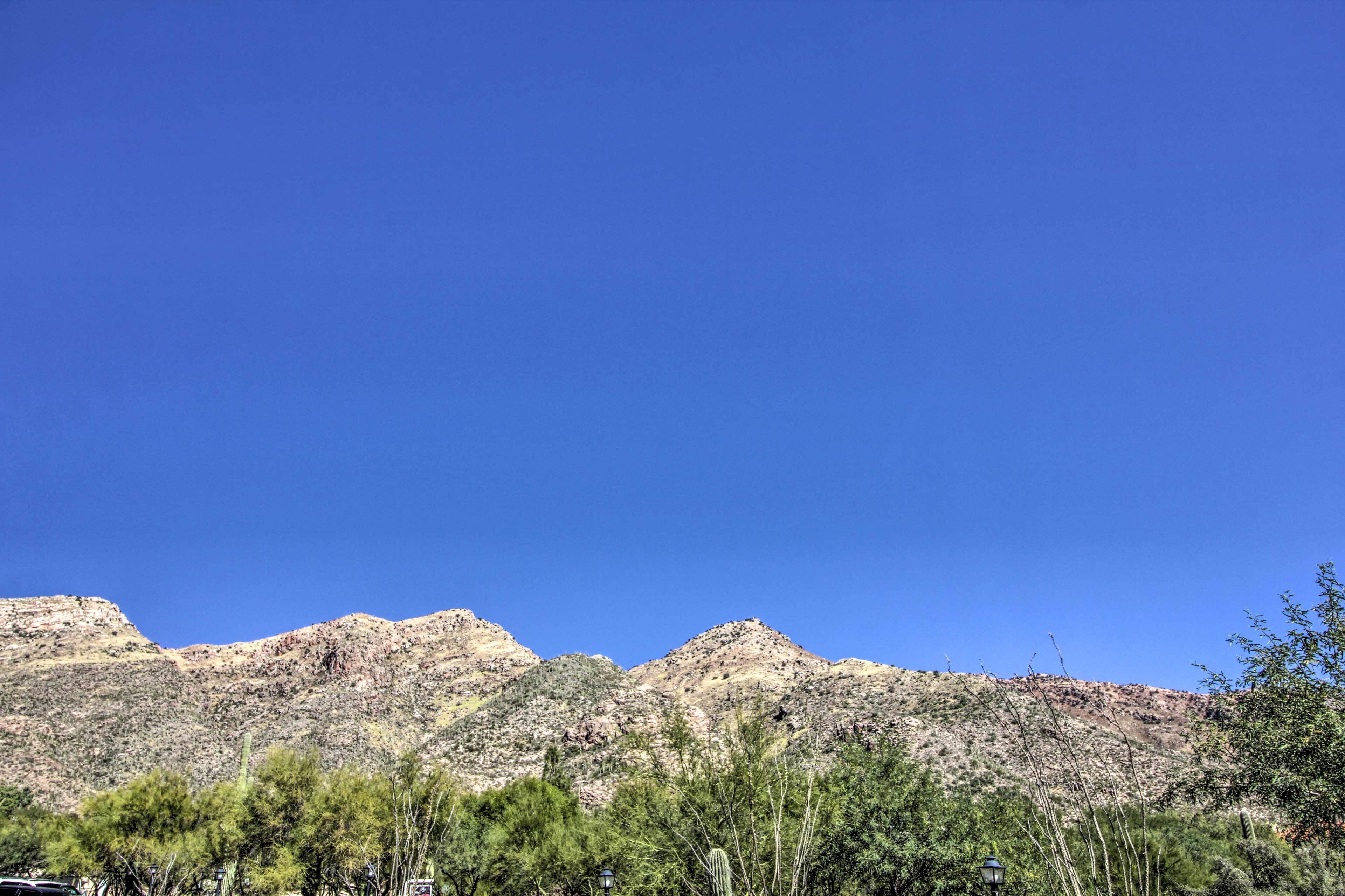 A mountainous landscape with clear skies.