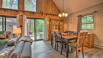 TV, fireplace, video-game console, books