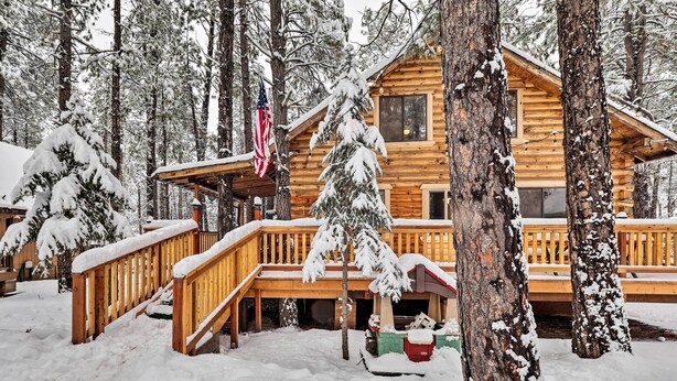 House (3 Bedrooms) | Interior - Furnished Deck: Cabin in Coconino National Forest (Munds Park)