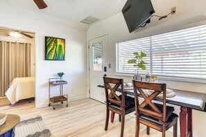 1 bedroom, laptop workspace, iron/ironing board, bed sheets