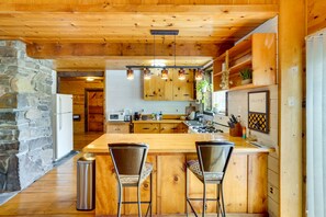 House (2 Bedrooms) | Private kitchen | Microwave, oven, stovetop, cookware/dishes/utensils - New York Vacation Rental w/ Large Deck! (Saugerties)