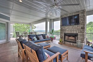 House (6 Bedrooms) | Front of property - Boat Dock & Fire Pit: Luxe Osage Beach Lake House! (Osage Beach)