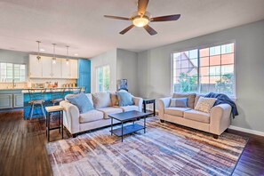 TV, fireplace, video-game console, DVD player