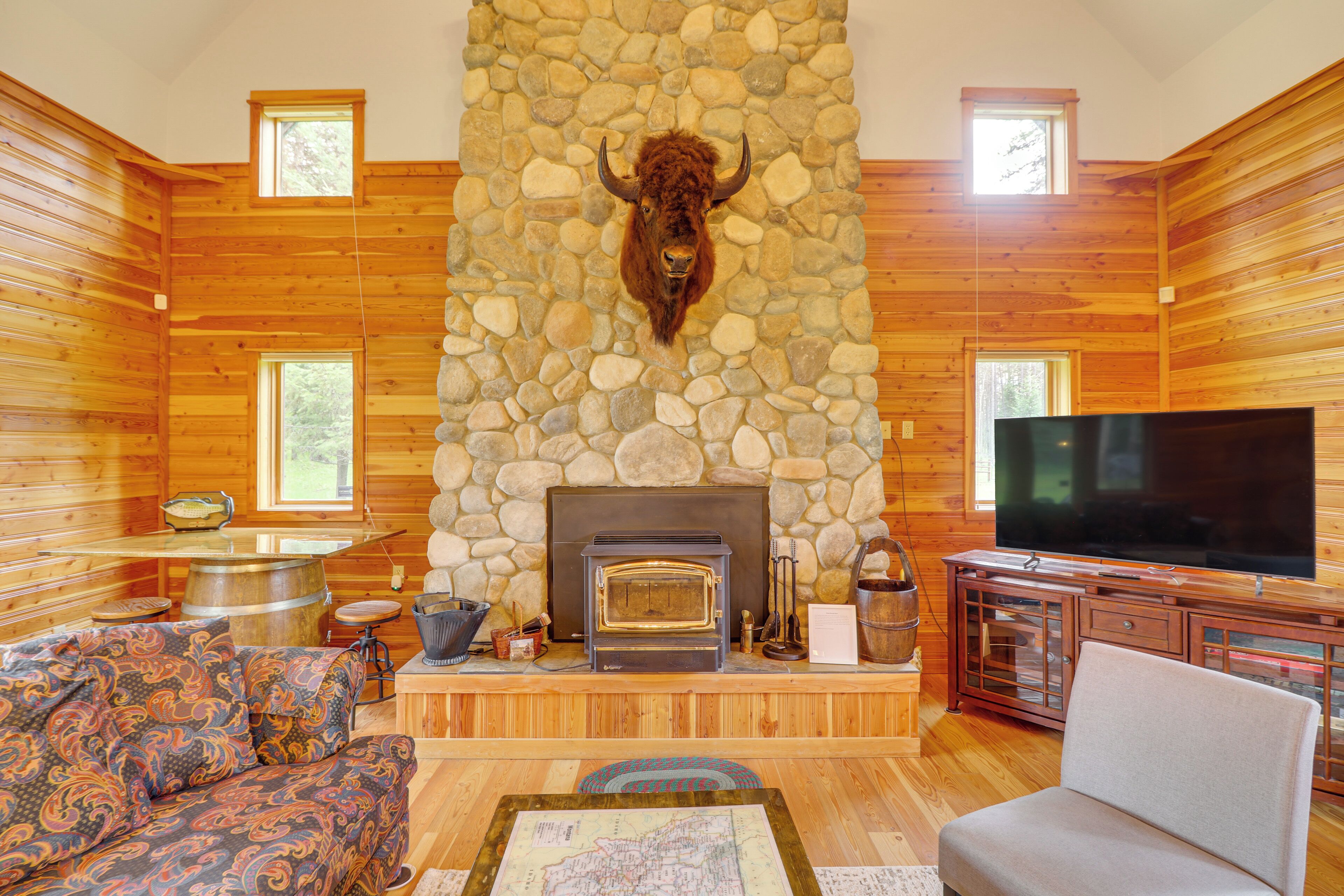 Fireplace, books