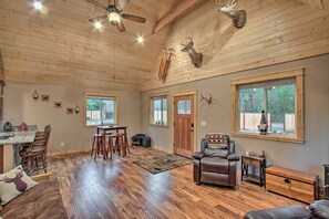 TV, fireplace - Secluded Ashford Getaway w/ Fire Pit + Grill! (Mineral)