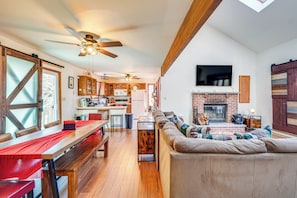 House (3 Bedrooms) | Interior - Fire Pit & Gas Grill: Charming Poconos Abode! (Bushkill)