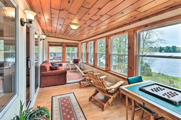 House (2 Bedrooms) | Living area | TV - Lakefront Broadalbin Getaway w/ Deck + Kayaks (Broadalbin)