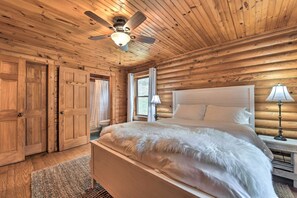 House (3 Bedrooms) | 3 bedrooms, laptop workspace, bed sheets - Cozy Blue Ridge Mountain Cabin on 18 Acre Lot (Rosman)