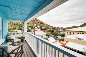 A balcony with a view of a town and hills. - 'St Blaise' Bisbee Apt < 1 Mi to Attractions! (Bisbee)