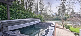 Serene Riverfront Escape w/ Hot Tub & Views!