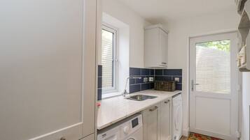 Fridge, dishwasher, electric kettle, toaster