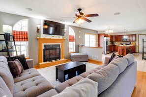 House (4 Bedrooms) | Interior - Deck, Game Room & Fire Pit: Poconos Retreat (Albrightsville)