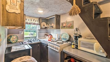 Microwave, oven, stovetop, cookware/dishes/utensils