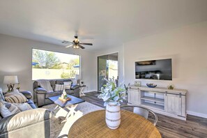 Interior - Fire Pit, Covered Patio: Stylish Goodyear Refuge (Goodyear)