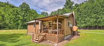 Porch & On-site Creek: Marshall Cabin Retreat