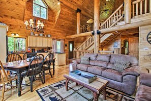 TV, fireplace - Family Retreat: Hot Tub, Bbq, Deck, & Game Room! (Sevierville)