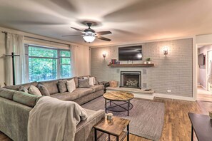 House (5 Bedrooms) | Front of property - Sunroom, Fire Pit + Sauna: Lake Locust Village Gem (Pocono Lake)