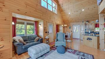 TV, fireplace, DVD player, books