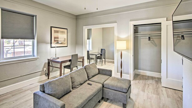 Living area - Restored Enid Apt: Central to Historic Dtwn! (Enid)