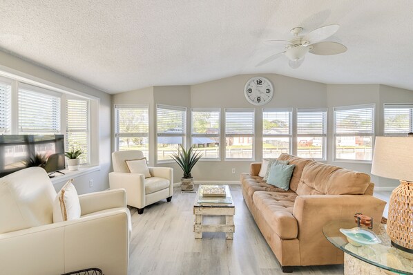 House (2 Bedrooms) | Living area | TV, DVD player, books - Deck & Pool Access: Myrtle Beach Getaway (Murrells Inlet)