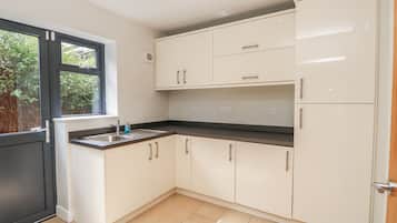 Fridge, dishwasher, electric kettle, toaster